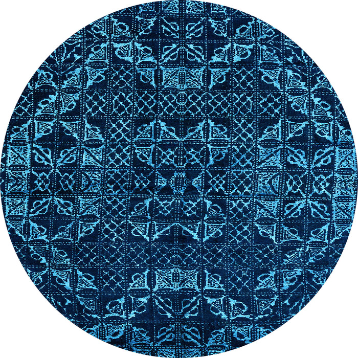 Round Abstract Light Blue Modern Rug, abs4435lblu