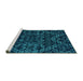 Sideview of Machine Washable Abstract Turquoise Modern Area Rugs, wshabs4435turq