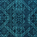 Square Machine Washable Abstract Turquoise Modern Area Rugs, wshabs4435turq