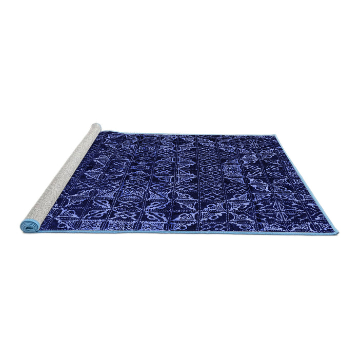 Sideview of Machine Washable Abstract Blue Modern Rug, wshabs4435blu