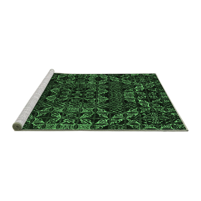 Sideview of Machine Washable Abstract Emerald Green Modern Area Rugs, wshabs4435emgrn