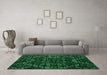 Machine Washable Abstract Green Modern Area Rugs in a Living Room,, wshabs4435grn