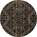 Round Abstract Brown Modern Rug, abs4435brn