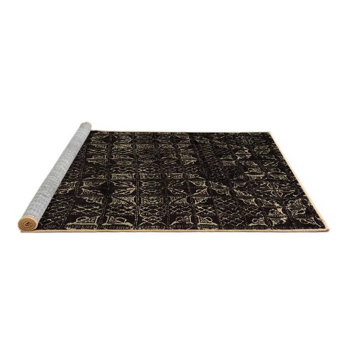 Sideview of Machine Washable Abstract Brown Modern Rug, wshabs4436brn