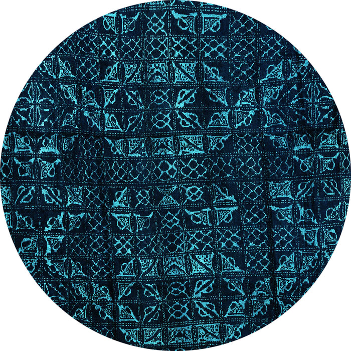 Round Abstract Turquoise Modern Rug, abs4436turq