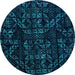 Round Abstract Turquoise Modern Rug, abs4436turq