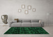 Machine Washable Abstract Green Modern Area Rugs in a Living Room,, wshabs4436grn