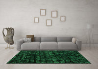 Machine Washable Abstract Green Modern Rug, wshabs4436grn