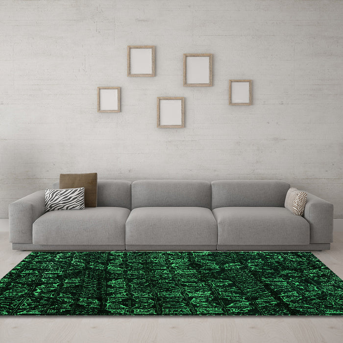 Machine Washable Abstract Green Modern Area Rugs in a Living Room,, wshabs4436grn