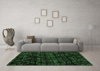 Machine Washable Abstract Emerald Green Modern Rug, wshabs4436emgrn