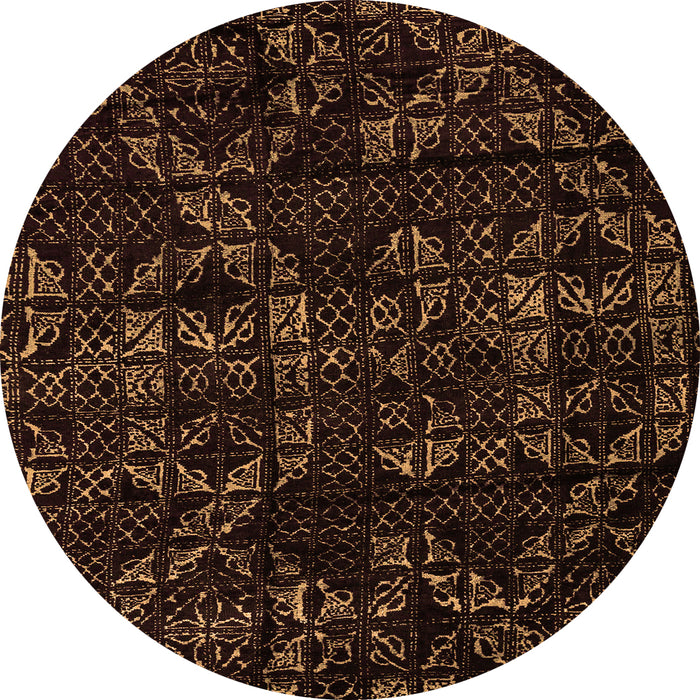 Round Abstract Orange Modern Rug, abs4436org