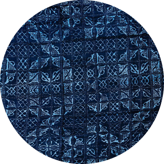 Round Abstract Blue Modern Rug, abs4436