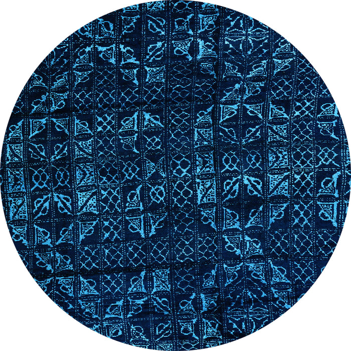 Round Abstract Light Blue Modern Rug, abs4436lblu