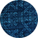 Round Abstract Light Blue Modern Rug, abs4436lblu