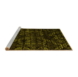 Sideview of Machine Washable Abstract Yellow Modern Rug, wshabs4436yw
