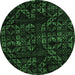 Round Abstract Emerald Green Modern Rug, abs4436emgrn