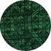 Round Machine Washable Abstract Green Modern Area Rugs, wshabs4436grn