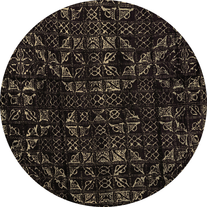 Round Machine Washable Abstract Brown Modern Rug, wshabs4436brn