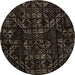 Round Machine Washable Abstract Brown Modern Rug, wshabs4436brn