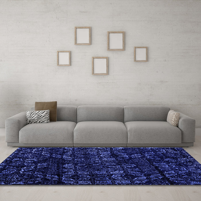 Machine Washable Abstract Blue Modern Rug in a Living Room, wshabs4436blu