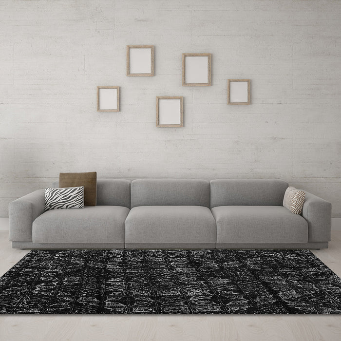 Machine Washable Abstract Gray Modern Rug in a Living Room,, wshabs4436gry