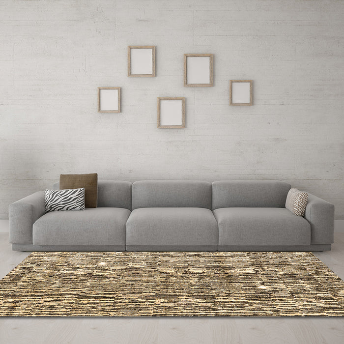 Machine Washable Abstract Brown Modern Rug in a Living Room,, wshabs4437brn