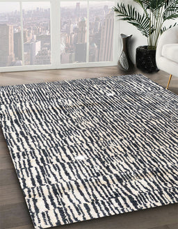 Abstract Dark White Beige Modern Rug in Family Room, abs4437