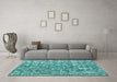 Machine Washable Abstract Turquoise Modern Area Rugs in a Living Room,, wshabs4437turq