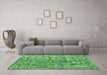 Machine Washable Abstract Green Modern Area Rugs in a Living Room,, wshabs4437grn