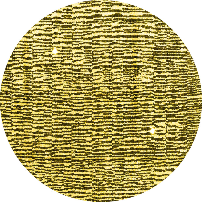 Round Abstract Yellow Modern Rug, abs4437yw