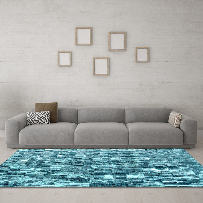 Machine Washable Abstract Light Blue Modern Rug in a Living Room, wshabs4437lblu