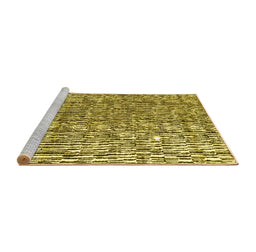 Sideview of Machine Washable Abstract Yellow Modern Rug, wshabs4437yw