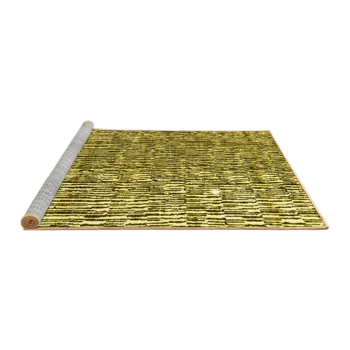 Sideview of Machine Washable Abstract Yellow Modern Rug, wshabs4437yw