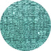 Round Abstract Turquoise Modern Rug, abs4437turq