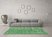 Machine Washable Abstract Emerald Green Modern Area Rugs in a Living Room,, wshabs4437emgrn