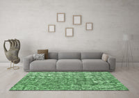 Machine Washable Abstract Emerald Green Modern Rug, wshabs4437emgrn