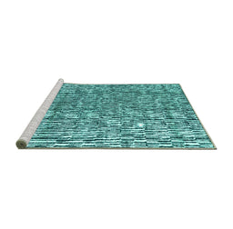 Sideview of Machine Washable Abstract Turquoise Modern Area Rugs, wshabs4437turq
