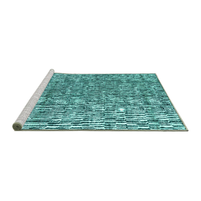 Sideview of Machine Washable Abstract Turquoise Modern Area Rugs, wshabs4437turq