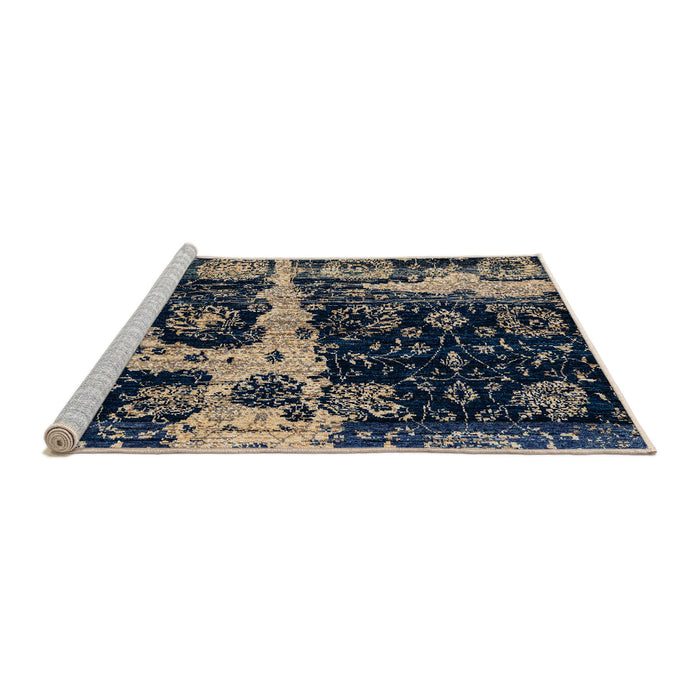 Sideview of Machine Washable Abstract Night Blue Rug, wshabs4438