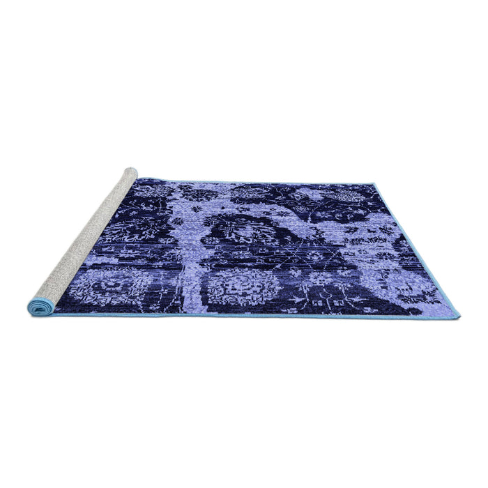 Sideview of Machine Washable Abstract Blue Modern Rug, wshabs4438blu