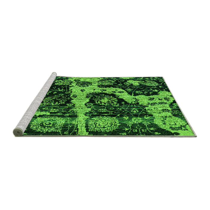 Sideview of Machine Washable Abstract Green Modern Area Rugs, wshabs4438grn