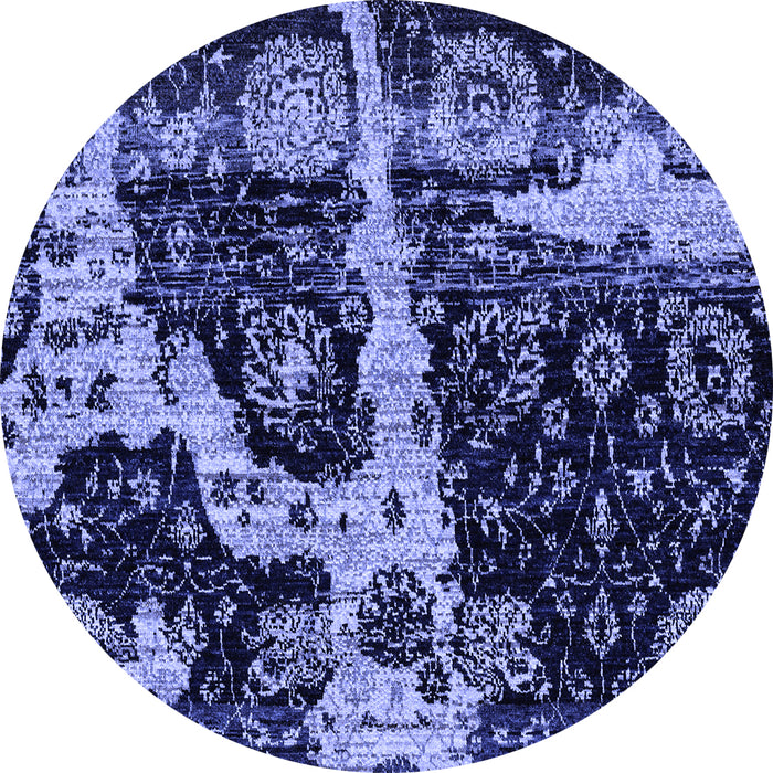 Round Machine Washable Abstract Blue Modern Rug, wshabs4438blu