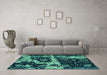 Machine Washable Abstract Turquoise Modern Area Rugs in a Living Room,, wshabs4438turq