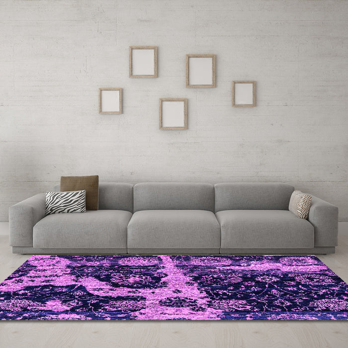 Machine Washable Abstract Purple Modern Area Rugs in a Living Room, wshabs4438pur