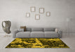 Machine Washable Abstract Yellow Modern Rug in a Living Room, wshabs4438yw