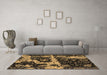 Machine Washable Abstract Brown Modern Rug in a Living Room,, wshabs4438brn