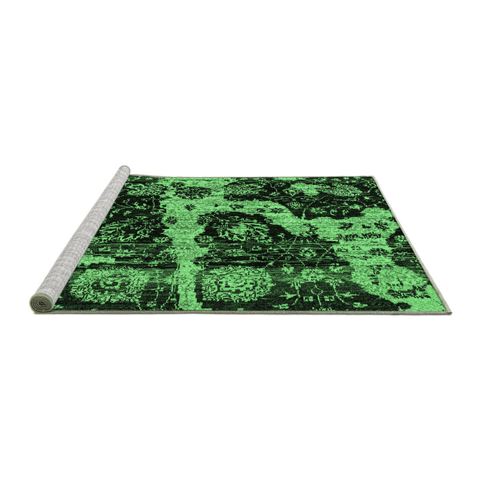 Sideview of Machine Washable Abstract Emerald Green Modern Area Rugs, wshabs4438emgrn