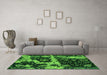 Machine Washable Abstract Green Modern Area Rugs in a Living Room,, wshabs4438grn