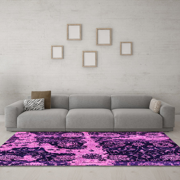 Machine Washable Abstract Pink Modern Rug in a Living Room, wshabs4438pnk
