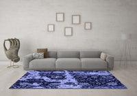 Machine Washable Abstract Blue Modern Rug, wshabs4438blu